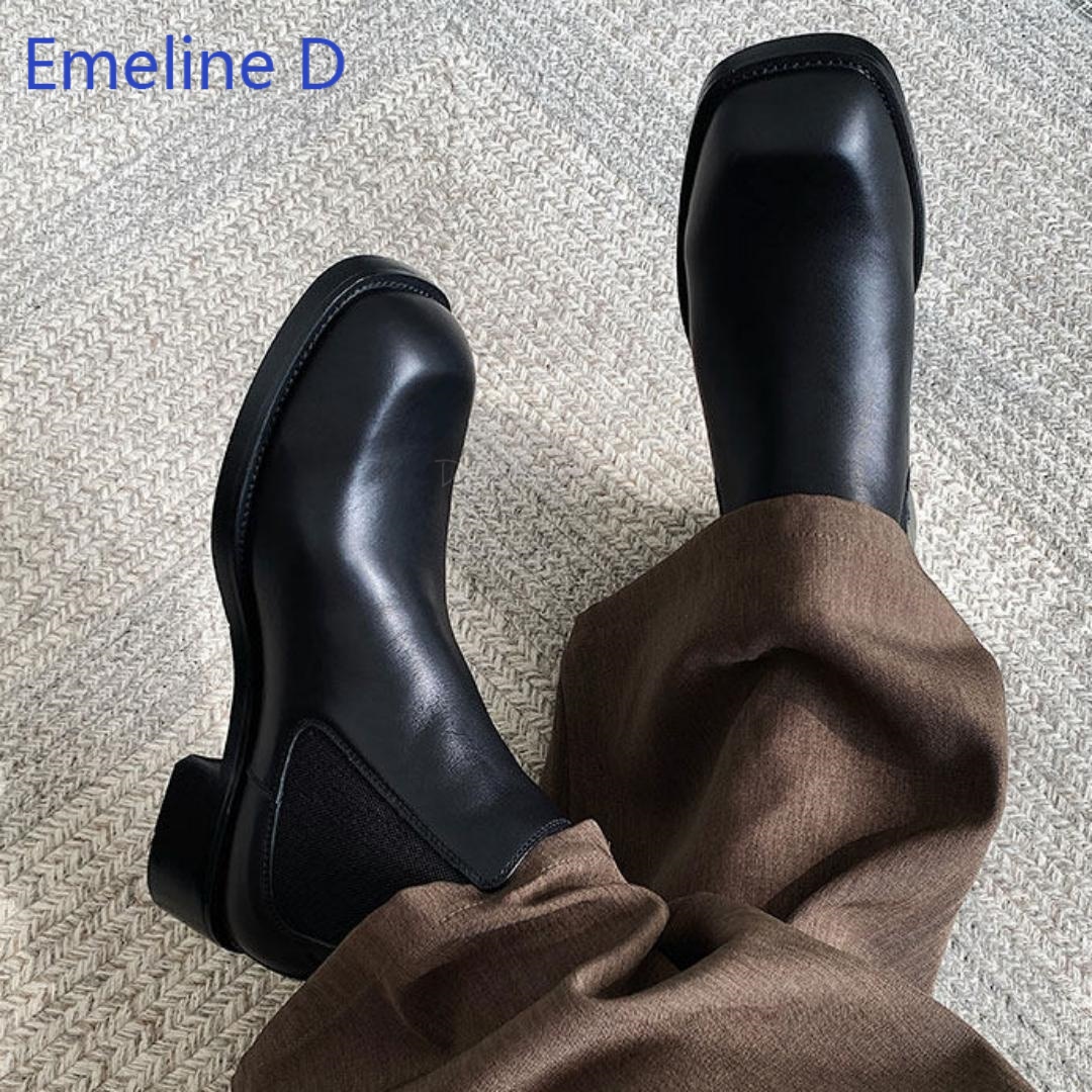 Men Square Toe Chelsea Boots E - Formal Men Daily Wear Footwear 评论和价格