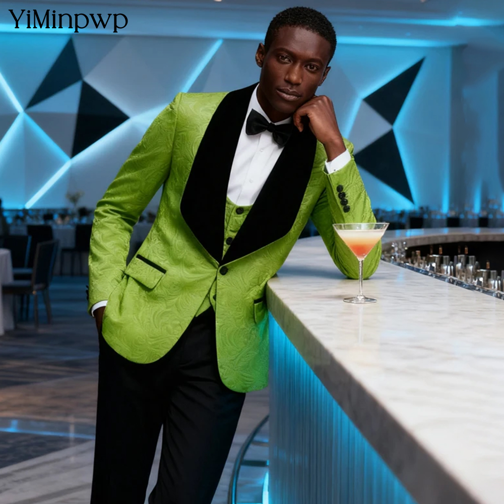 YiMinpwp Green Jacquard Men Su - Men Formal Wear Modern 评论和价格