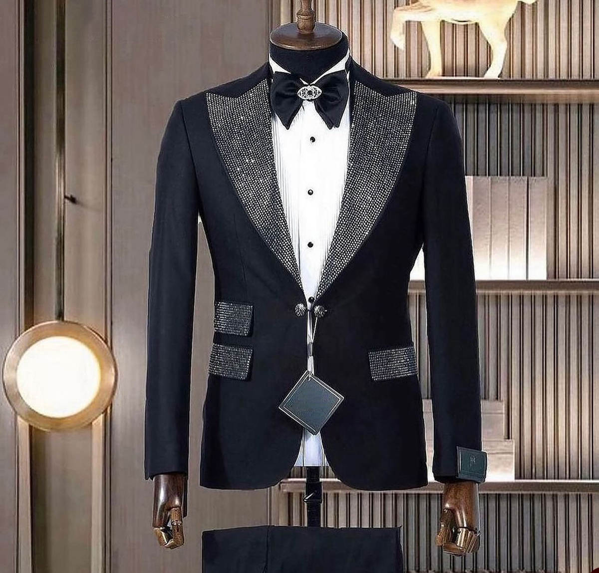 Formal Man Tuxedos Beaded 2 Pc - Men Formal Wear Modern 评论和价格