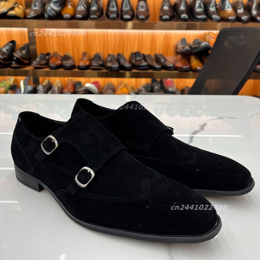 Dual Metal Buckle Men Monk Loa - Formal Men Daily Wear Footwear 评论和价格